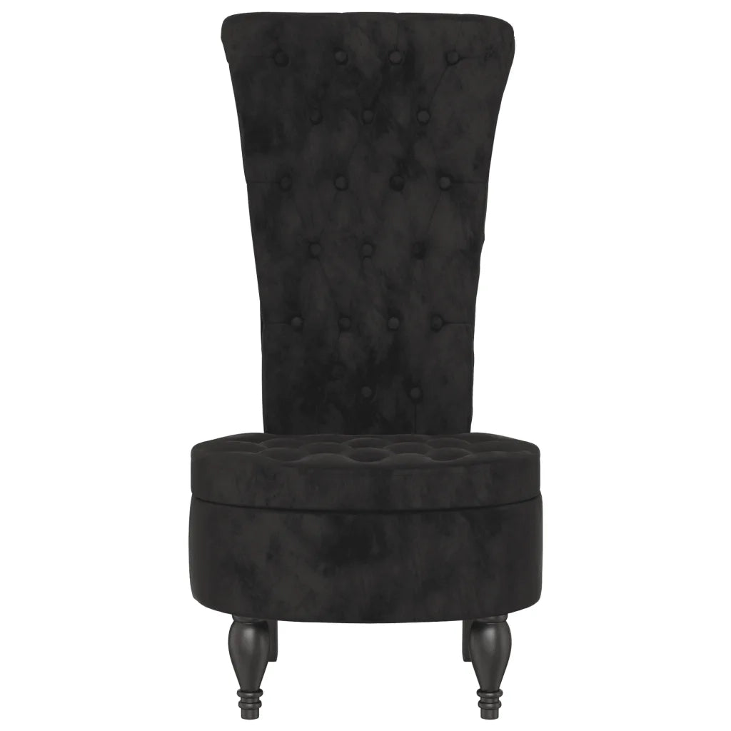 Sedia con Schienale Alto Design con Bottoni in Velluto Nero