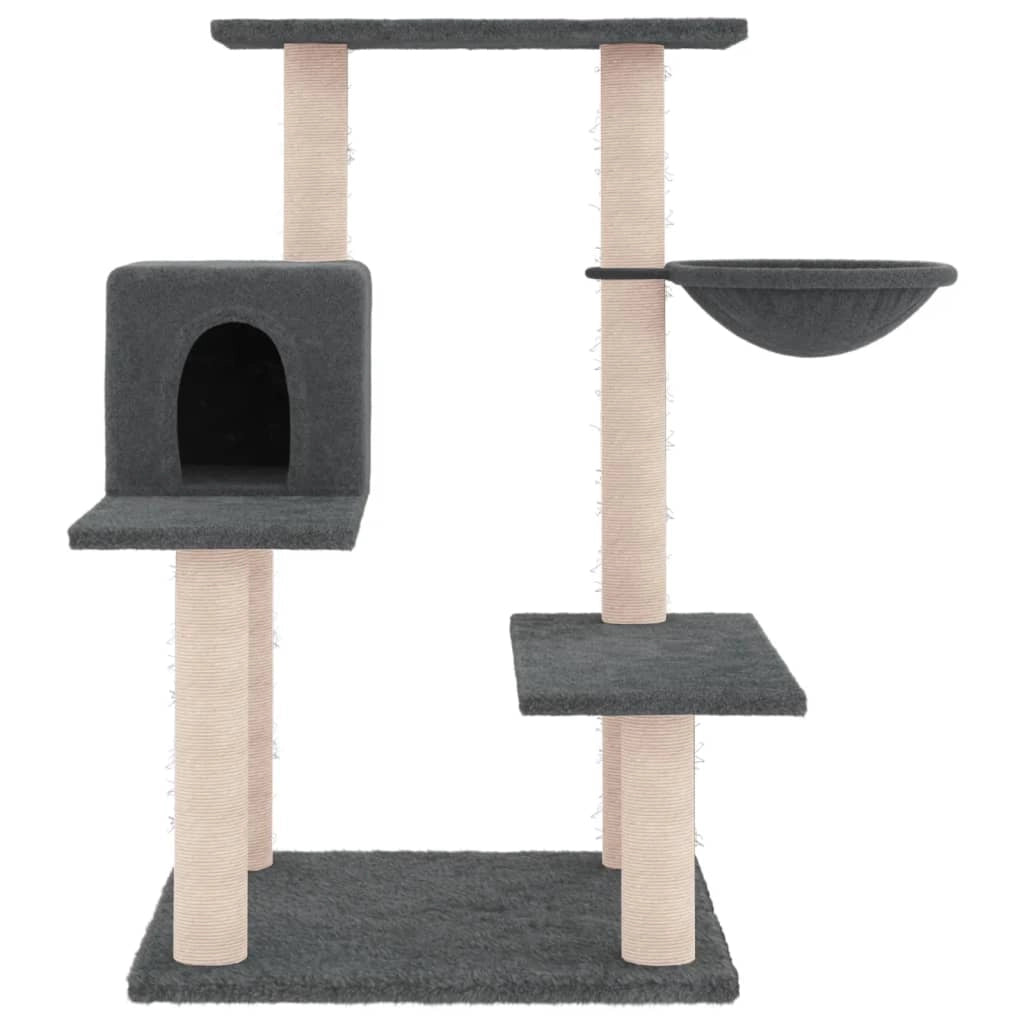Tiragraffi per gatti Mobili per arrampicata su torre Tiragraffi piattaforma da arrampicata con tiragraffi in sisal scuro 82,5 cm grigio 02_0022708