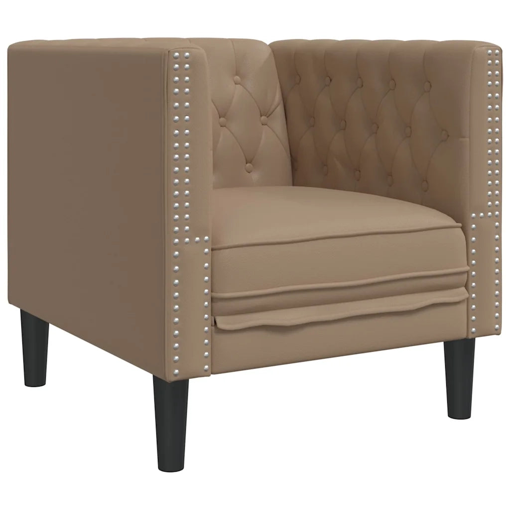 Divano Sedia-Poltrona Chesterfield Cappuccino in Similpelle