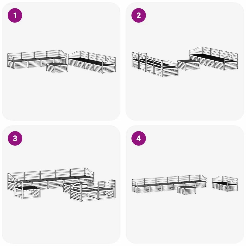 Set di divani da esterno 9 pcs Naturale