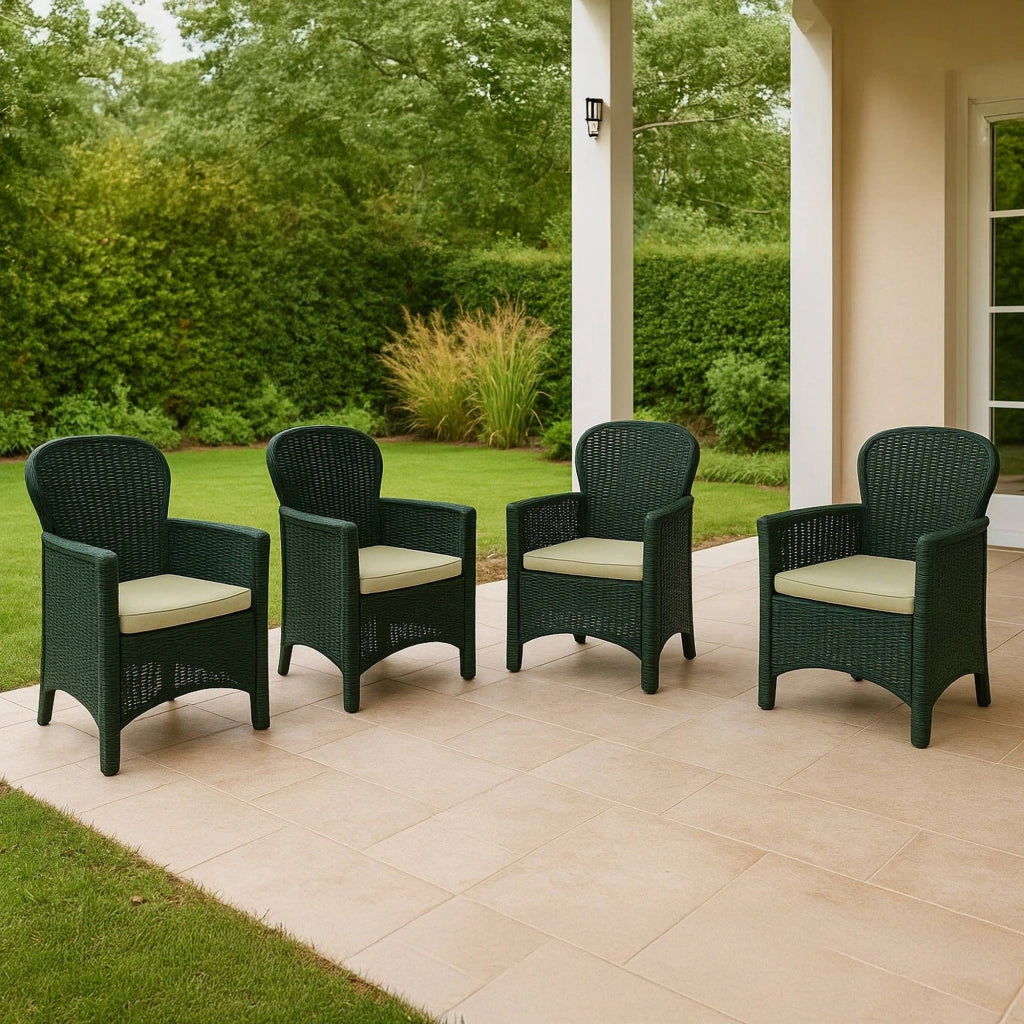 Set di 4 sedie da esterno Amilton, Seduta da giardino, Per indoor o outdoor, Con braccioli, Made in Italy, 59x57 h86 cm, Antracite