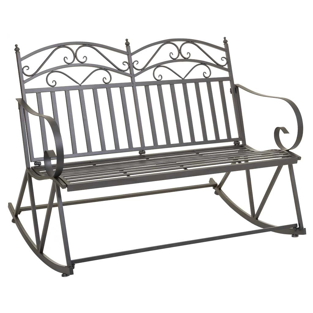 Divano a dondolo in ferro battuto marrone 116x45x91h cm