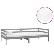 Divano letto | Sof¨¤ letto | Letto singolo con Materasso 90x200 cm Grigio in Legno di Pino