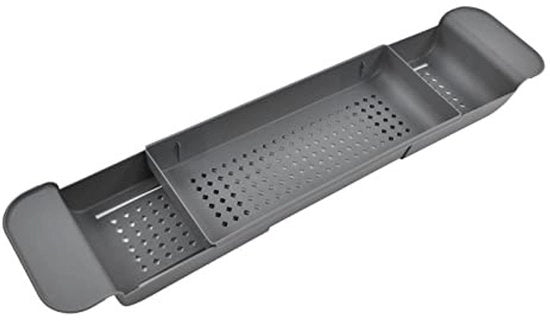 Caddy Estensibile - Recipiente per Bagno Multifunzionale - Antiscivolo - Materiale PP Impermeabile - Organizzatore per Libri/Vini - Recipiente per Bagno