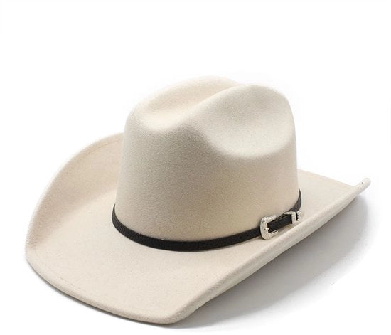 Cappello da cowboy per donne/uomini, piccolo, corto, bordo ampio, adatto per spiaggia, cowgirls, allevatori e cowboy - Beige