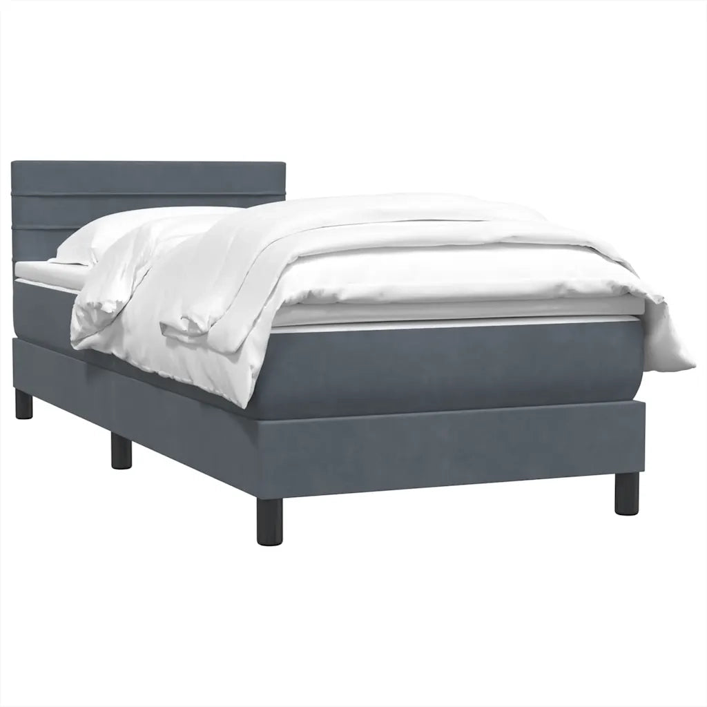vidaXL Giroletto a Molle con Materasso Grigio Scuro 90x220 cm Velluto