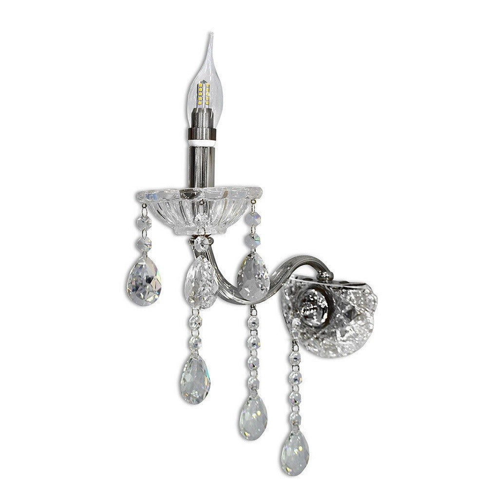 Trade Shop - Applique Da Muro Candelabro Gocce Pendenti Cristallo Acrilico Attacco E14 E34 -
