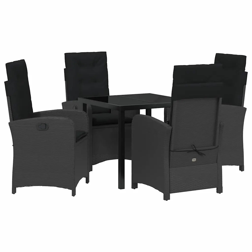 Set da Pranzo per Giardino con cuscino 5 pcs Nero polyrattan 3380261