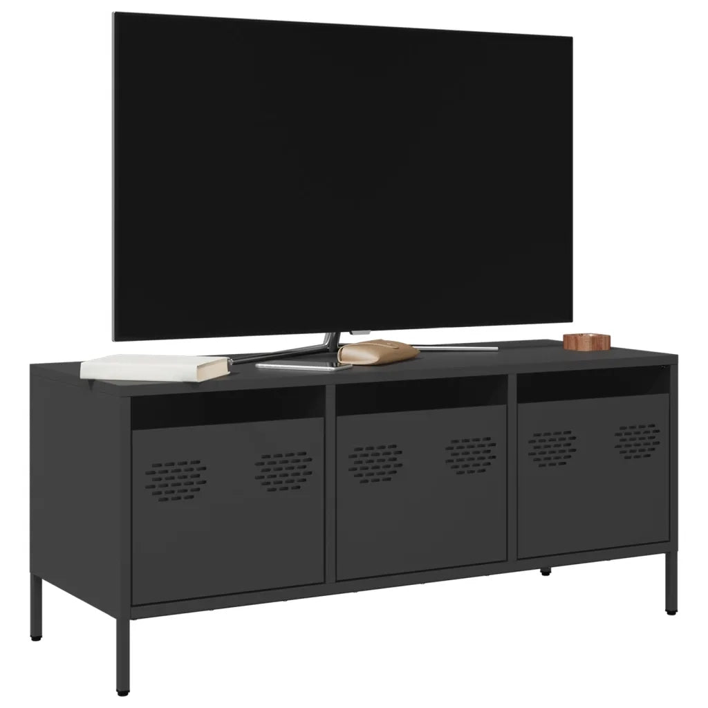 vidaXL Mobile TV Nero 101,5x39x43,5 cm in Acciaio Laminato a Freddo