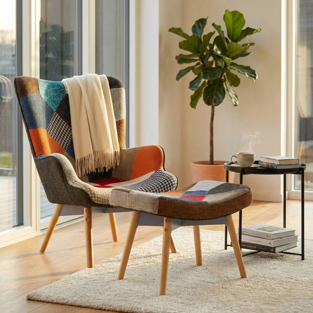 POLTRONA CON POGGIAPIEDI VERSAILLES PATCHWORK