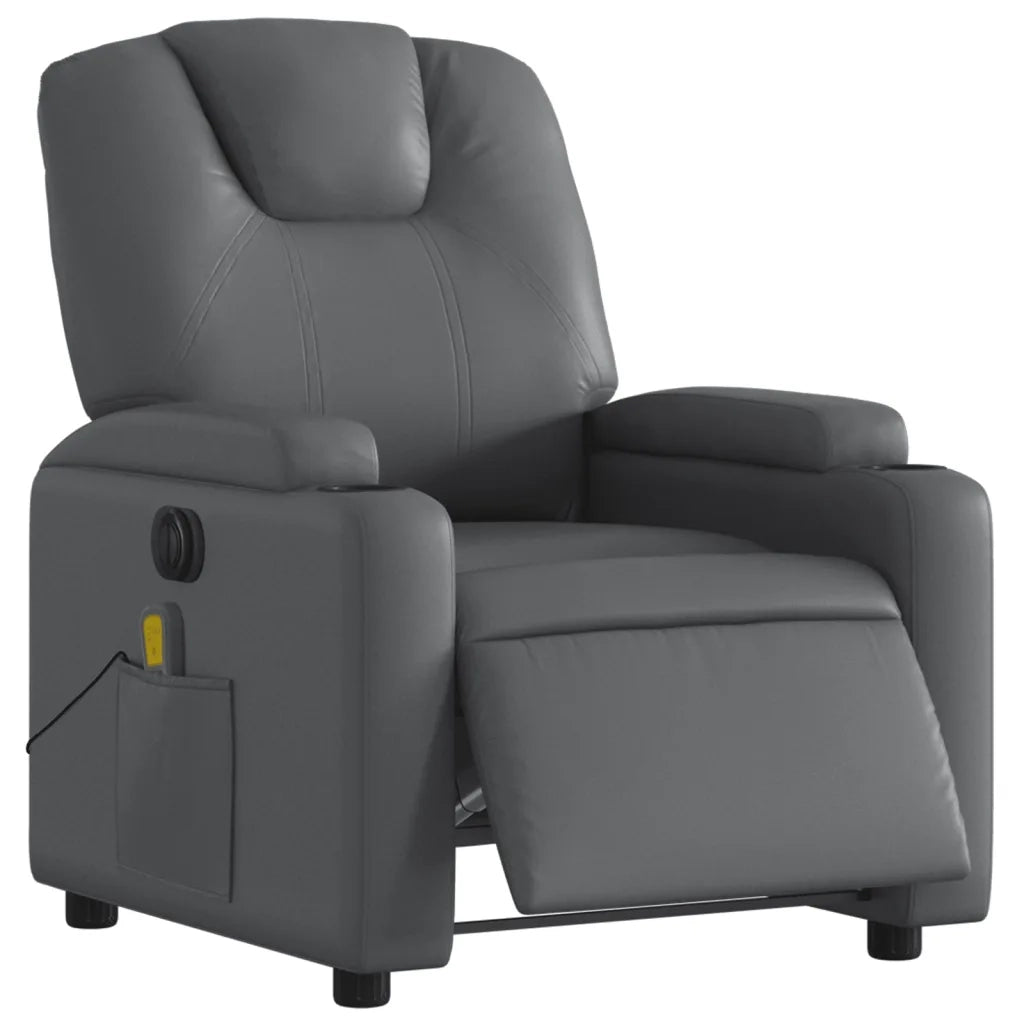 Divano Sedia-Poltrona Massaggiante Elettrica Reclinabile Grigio Similpelle 272391
