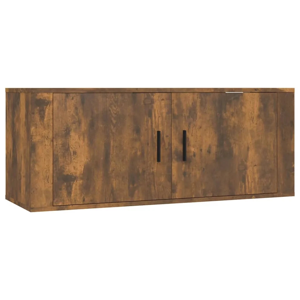 Set di mobili da 6 pezzi comprensivo di armadio credenza mobile TV soggiorno/camera da letto e salotto rifinito in rovere affumicato e legno marrone ingegnerizzato (02_0025108).