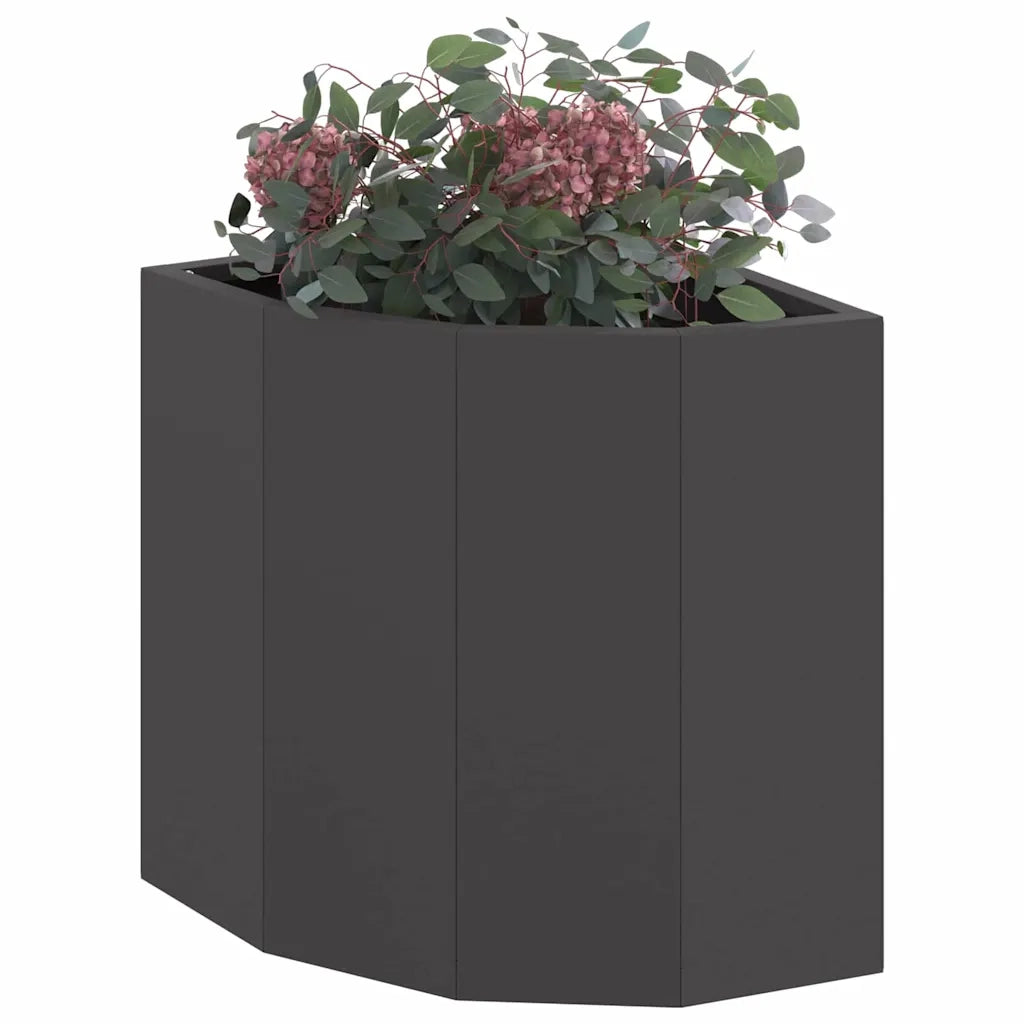 Fioriere | Cassetta per fiori | Vaso d'angolo Nero 30 x 30 x 35 cm Acciaio