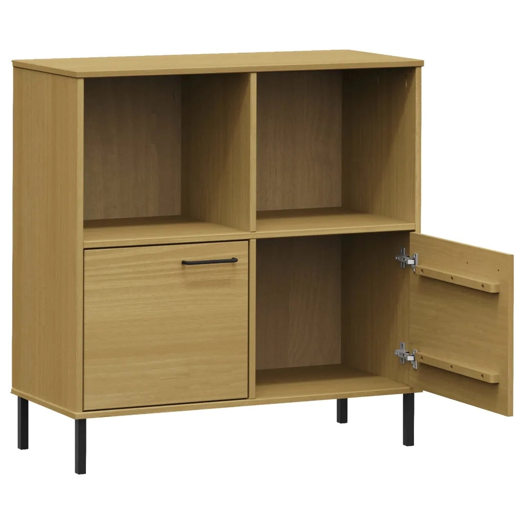 Libreria con Gambe-Scaffale per Libri-Mobile di Stoccaggio Metallo Marrone 90x35x90,5 cm Massello OSLO