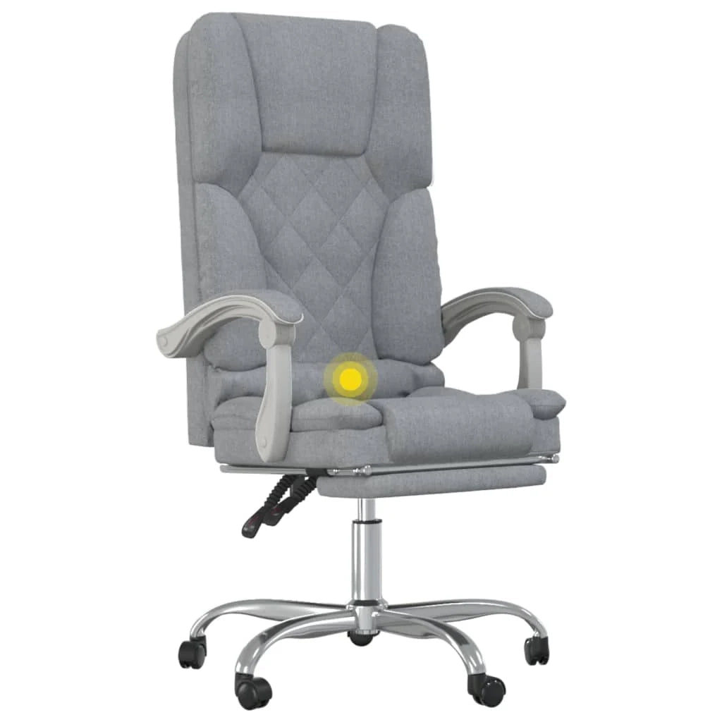 Poltrona massaggiante reclinabile per ufficio computer studio tessuto grigio chiaro 02_0025384