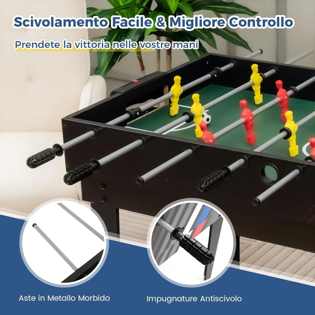 4 in 1 Tavolo da Gioco Multiuso, Tavolo da Calcio Balilla con Biliardo Hockey e Ping Pong, Set di Giochi con Accessori per Casa Feste Bar, 125x97x83 cm