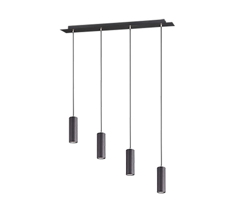Lampada a sospensione 4 cilindri, metallo, nero, L 75 cm, Marley