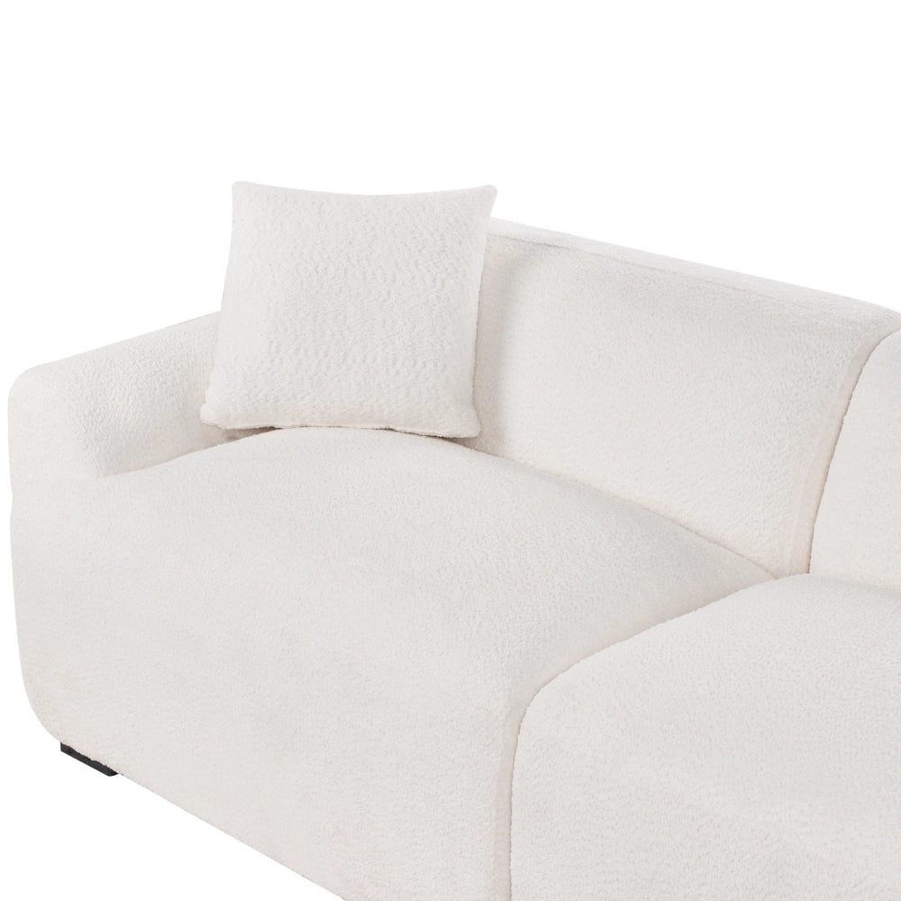 Divano a 3 posti in poliestere Boucle bianco sporco Divano con cuscini aggiuntivi Arredamento moderno minimalista per il soggiorno