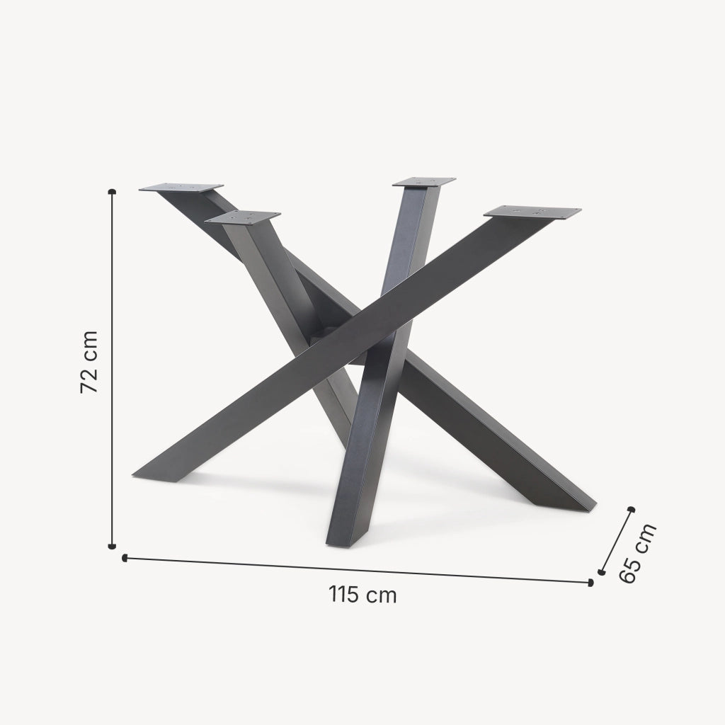 Gamba Centrale Umala in Acciaio per Mobili Fai da Te Design Incrociato 115x65x72 cm Nero [en.casa]