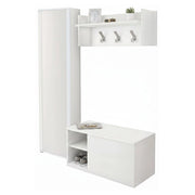 Mobile da ingresso Tanzanite, Entratina moderna con appendiabiti, Mobile con scarpiera, Armadietto con specchio, Cm 50x32h182, Bianco