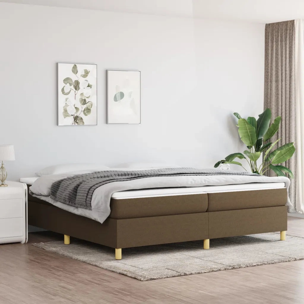 Struttura Letto a Rete a Molle-Giroletto Marrone Scuro 200x200 cm in Tessuto 812256
