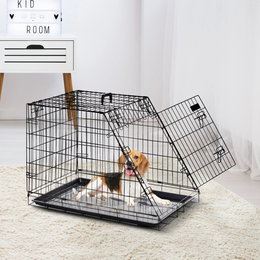 Gabbia da trasporto per cani ¨C Minimal ¨C 77x47x55 cm metallo nero