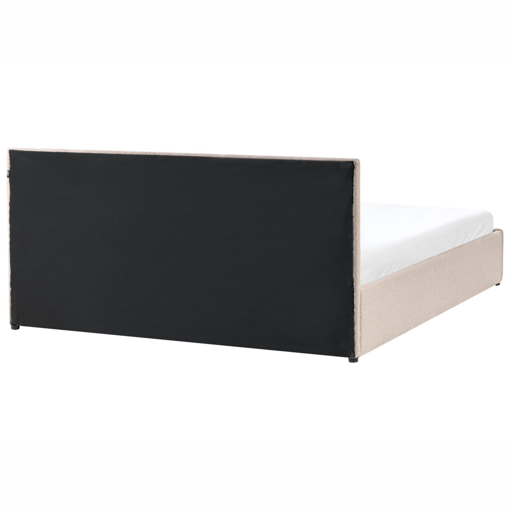 Letto ottomano beige bouclé 180x200 cm con testiera sollevabile e base a doghe Design moderno