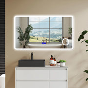 Aica Specchio da bagno bluetooth 140x80cm con antiappannamento + dimmerabile + 3 colori + ingrandimento 3X