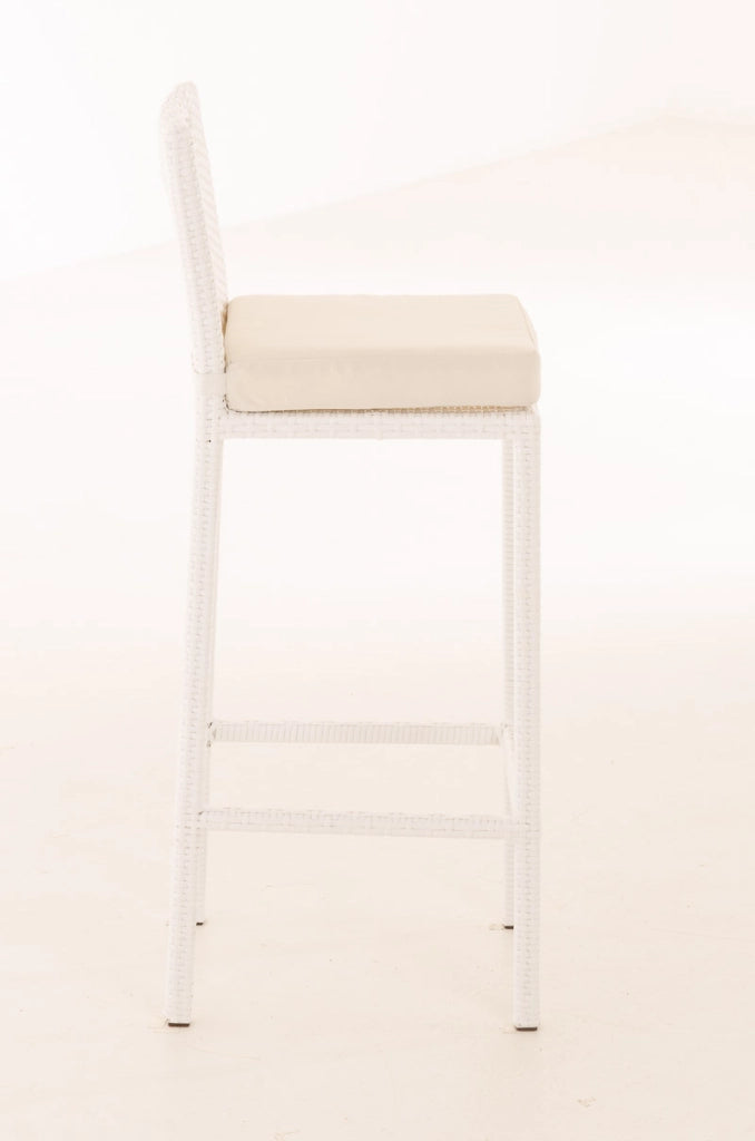 Sgabello Outdoor In Polirattan Mari bianco crema,bianco