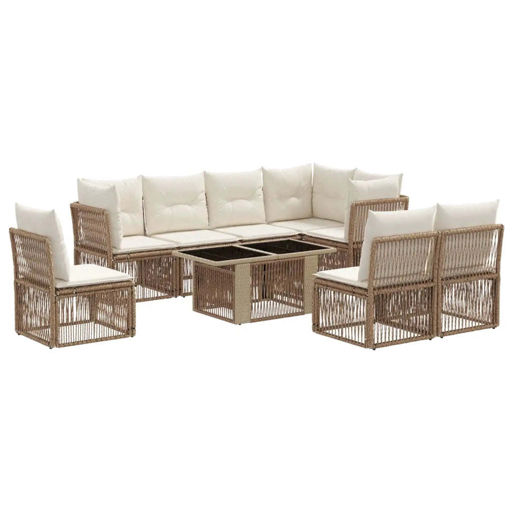 Set Divano da Giardino 9 pz Beige polyrattan 3436479