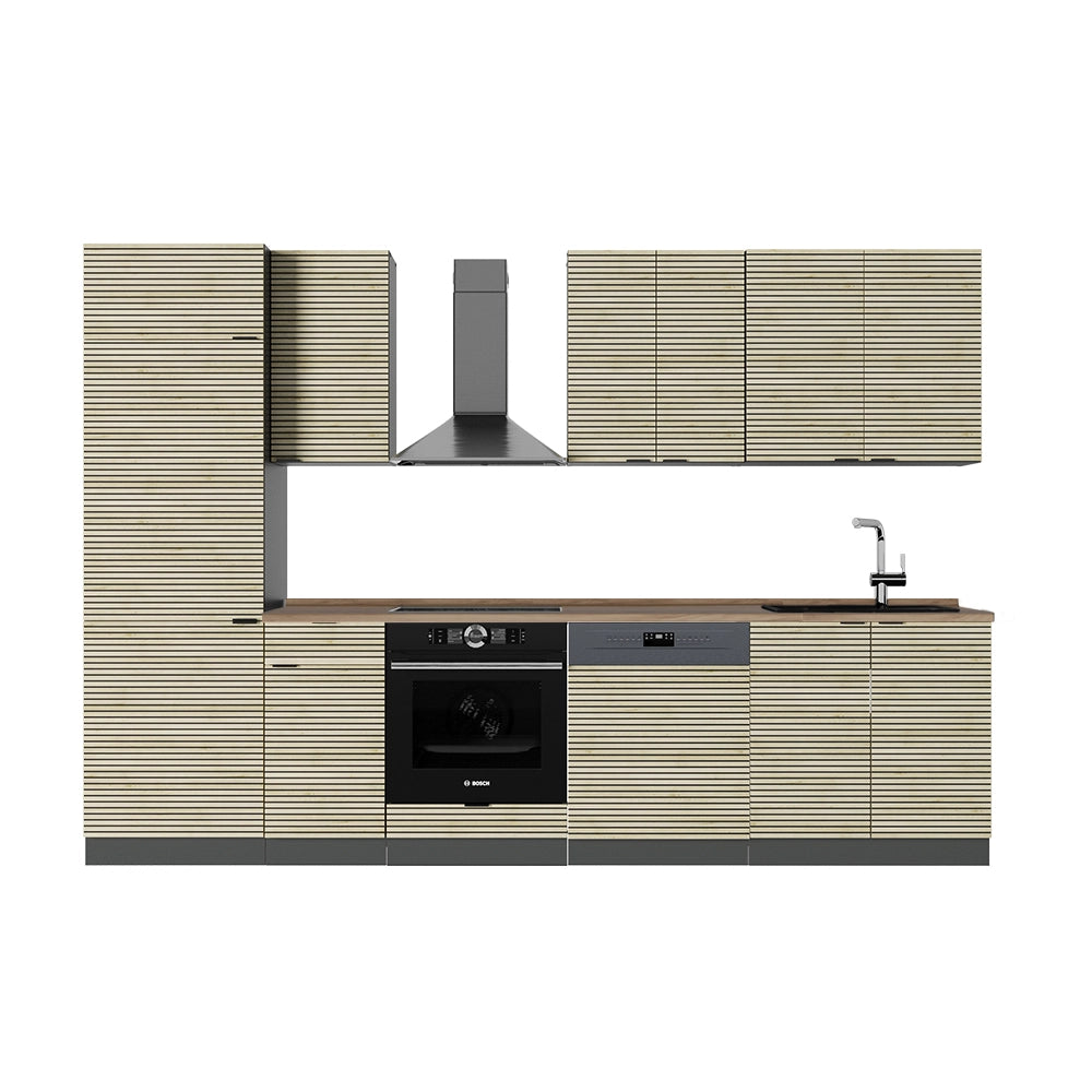 Cucina componibile Fame-Line Pannello in quercia/Antracite 300 cm, PL Rovere Vicco