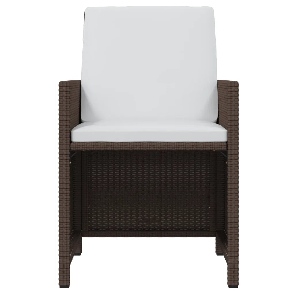 Set da Pranzo per Giardino 19 pz con Cuscini Polyrattan Marrone cod mxl 40264