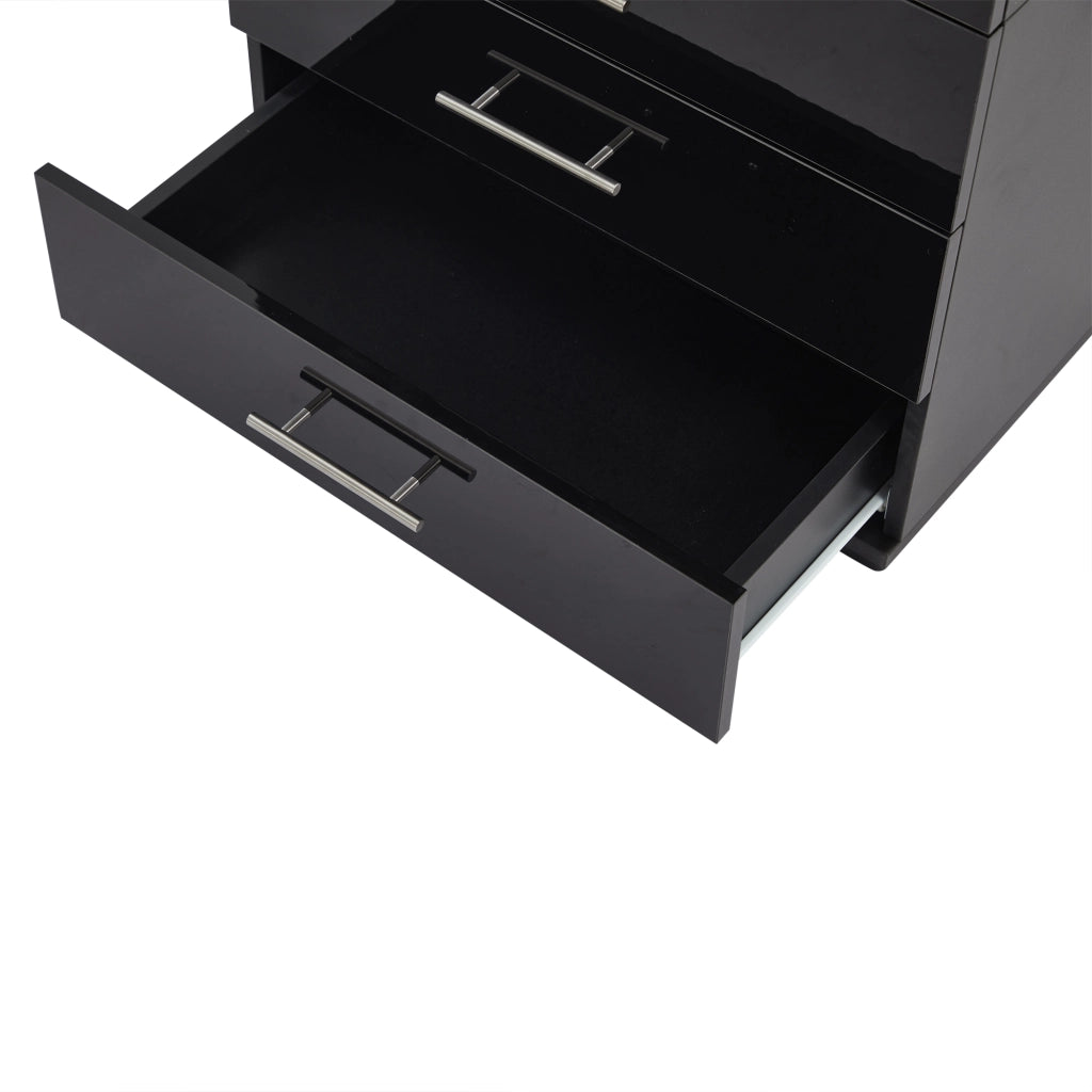 Vetrina Espositiva Nera in MDF con Luci LED e 3 Cassetti 60x35x180 cm
