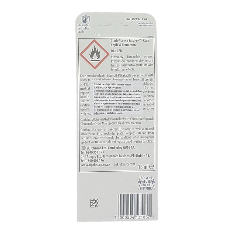 GLADE SENSE/SPRAY RICARICA 18ML FRAGRANZA APPLE E CINNAMON