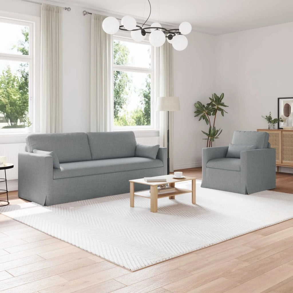 Set di divani 2 pcs Grigio chiaro 198 x 78 x 80 cm Tessuto