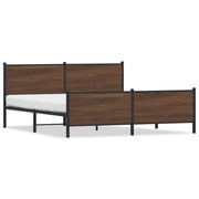Letto matrimoniale | Letto per adulti | Giroletto senza Materaso in Metallo Rovere Marrone 193x203 cm