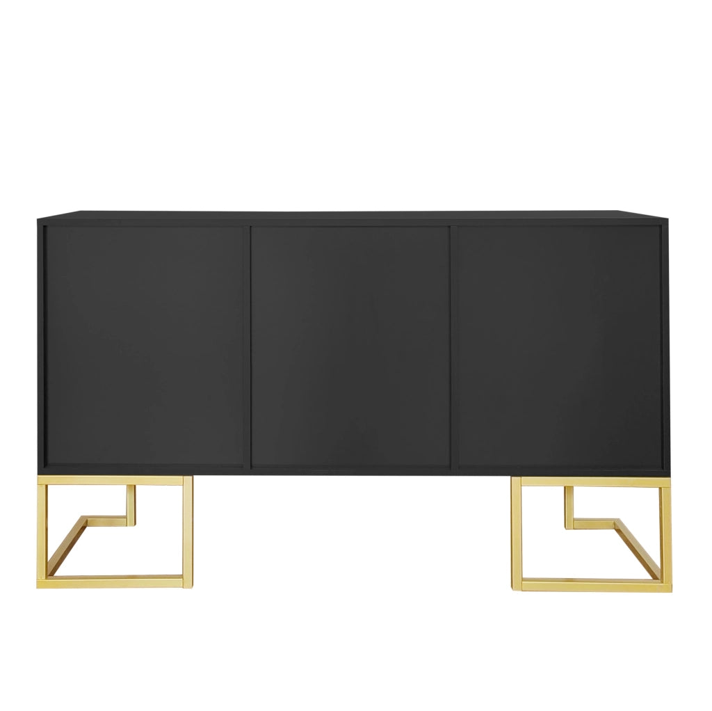 Credenza 3 ante con ripiani regolabili; MDF e pannello truciolare nero