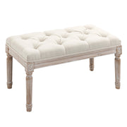 Panca Fondo Letto Imbottita 80x40x41 cm in Legno Ottomana Beige