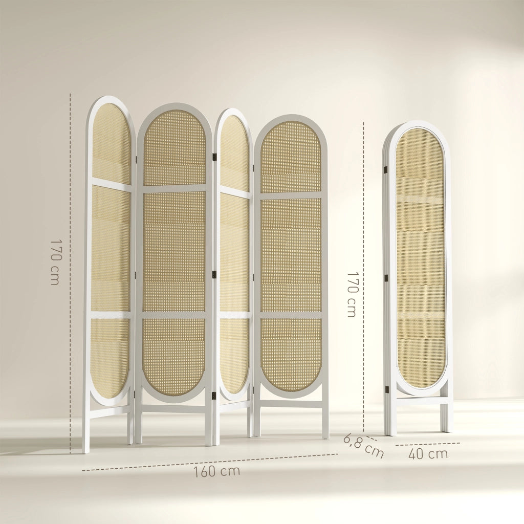 Paravent in legno 4 pannelli ¨C zephmum ¨C bianco 170x160 cm