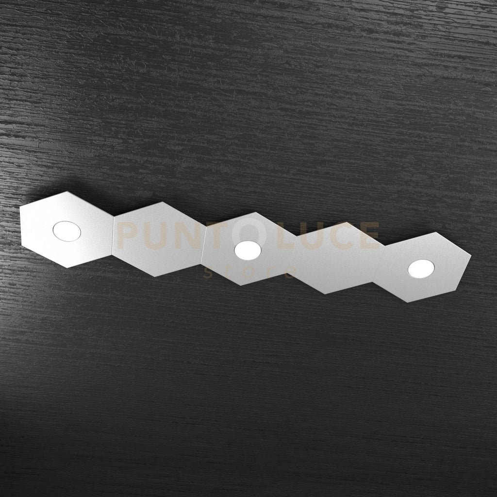 HEXAGON APPLIQUE-PLAFONIERA 3 LUCI + 2 DECORATIVO GRIGIO 1142-3L2D-GR