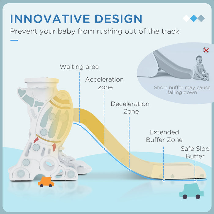 Scivolo per Bambini 150x185x92 cm, con Altalena e Canestro Bianco e Grigio