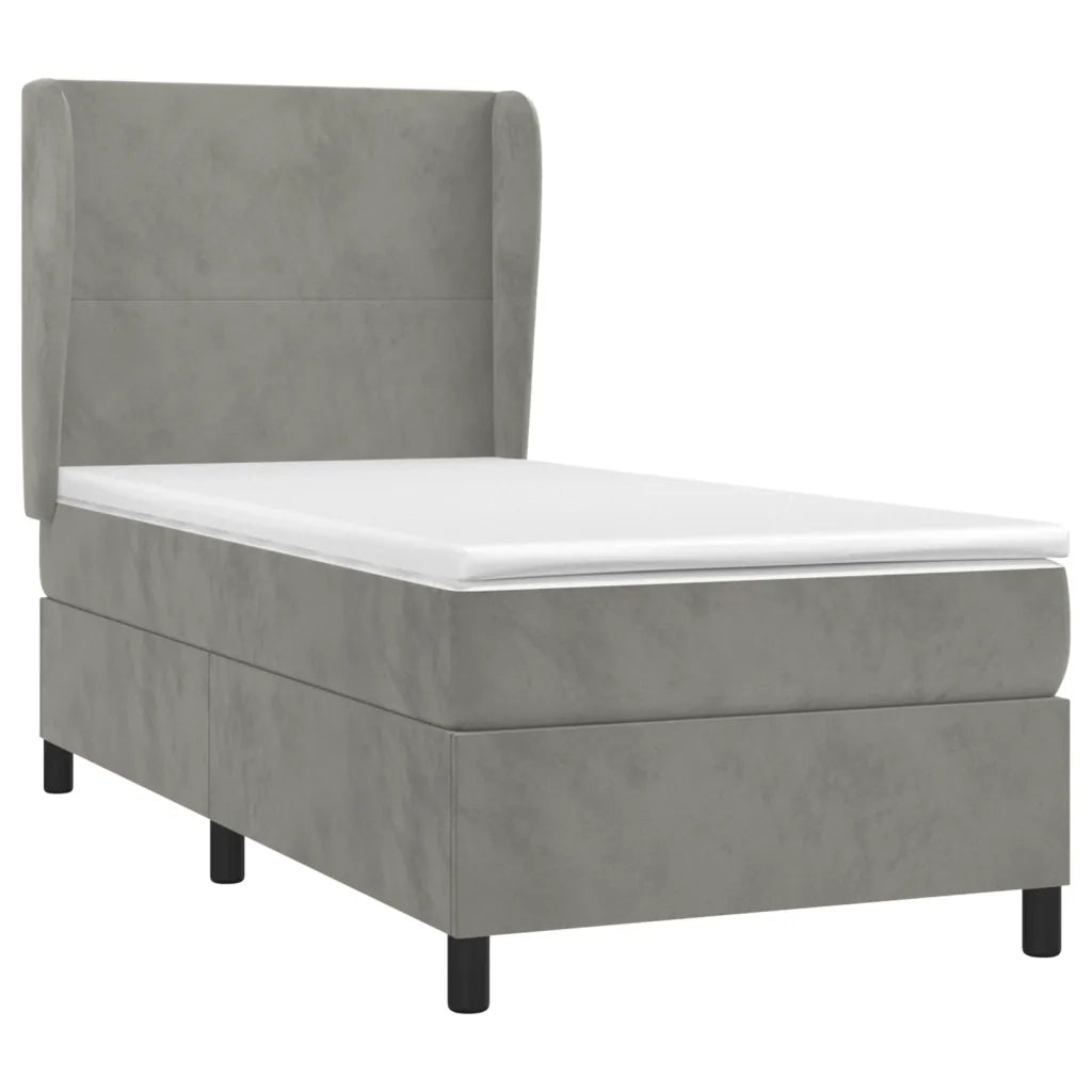Giroletto a Molle con Materasso Grigio Chiaro 100x200cm Velluto 3129075