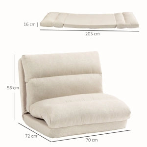 Fauteuil relax da pavimento pieghevole con schienale reclinabile a 6 posizioni e imbottitura spessa in poliestere beige