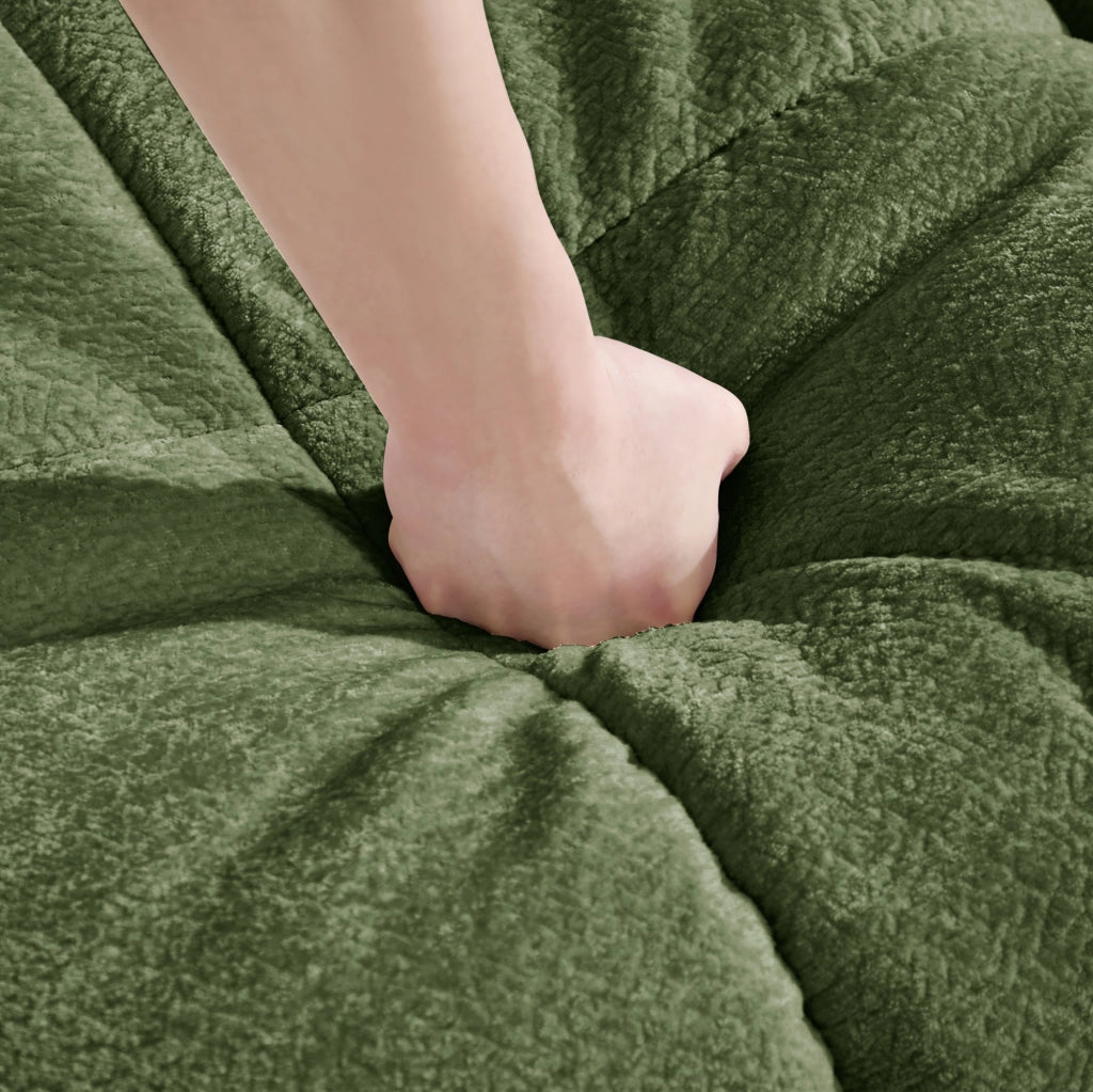 Divano modulare 330x86x90 cm in ciniglia verde