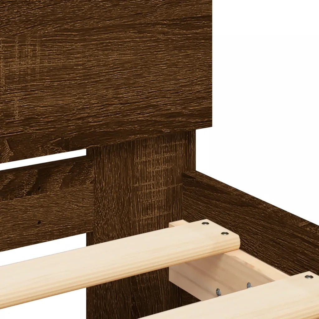 Giroletto con Testiera-Struttura Letto con testiera Rovere Marrone 150x200 cm