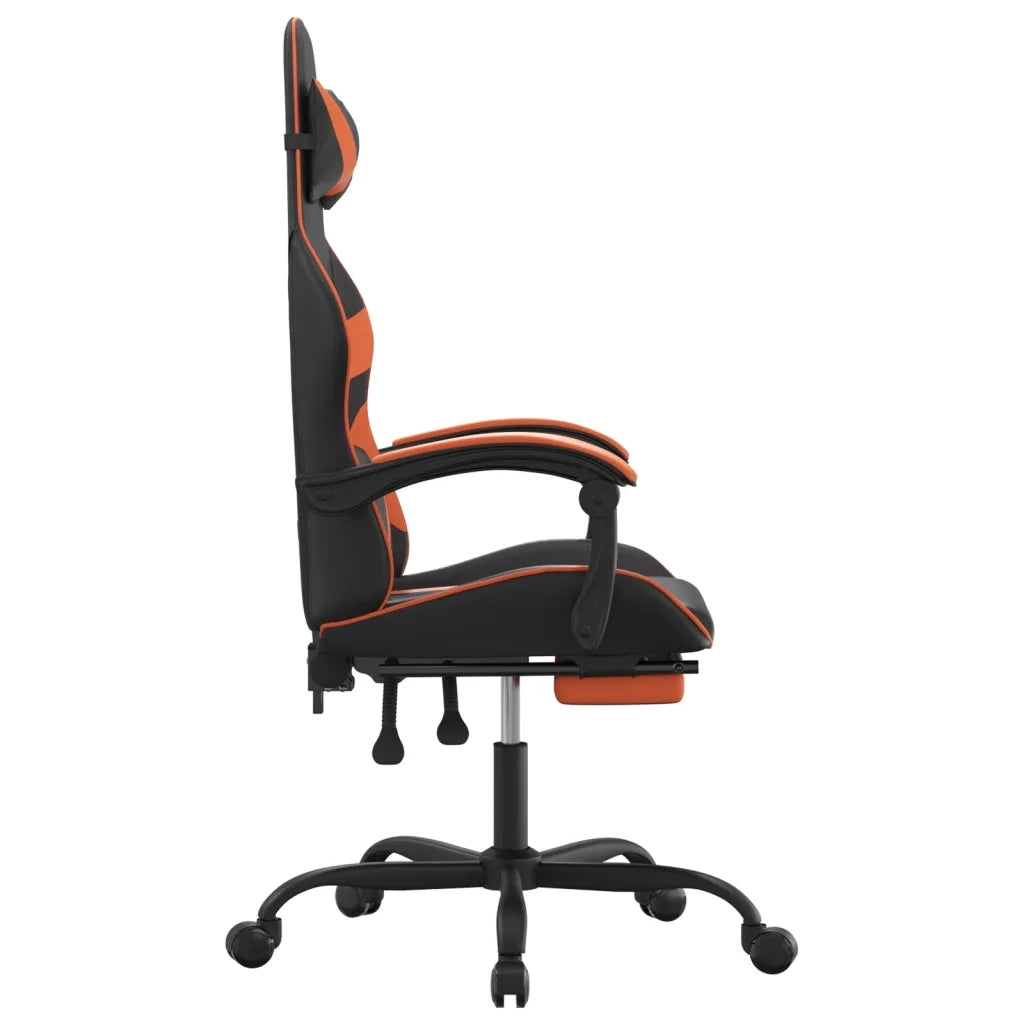 Sedia da Gaming Girevole Poggiapiedi Nero Arancione Similpelle cod mxl 67389