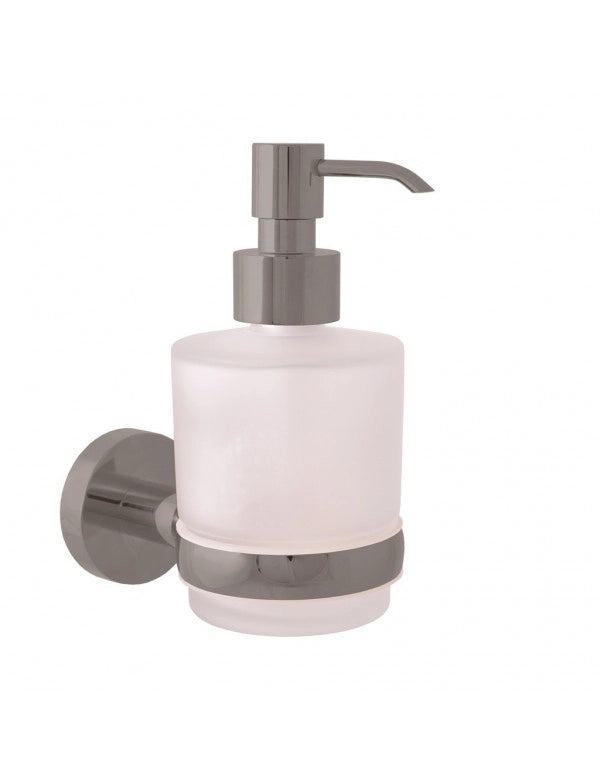 COLORADO Dispenser Sapone in Vetro e Ottone Grigio Metallo Spazzolato 200 ml