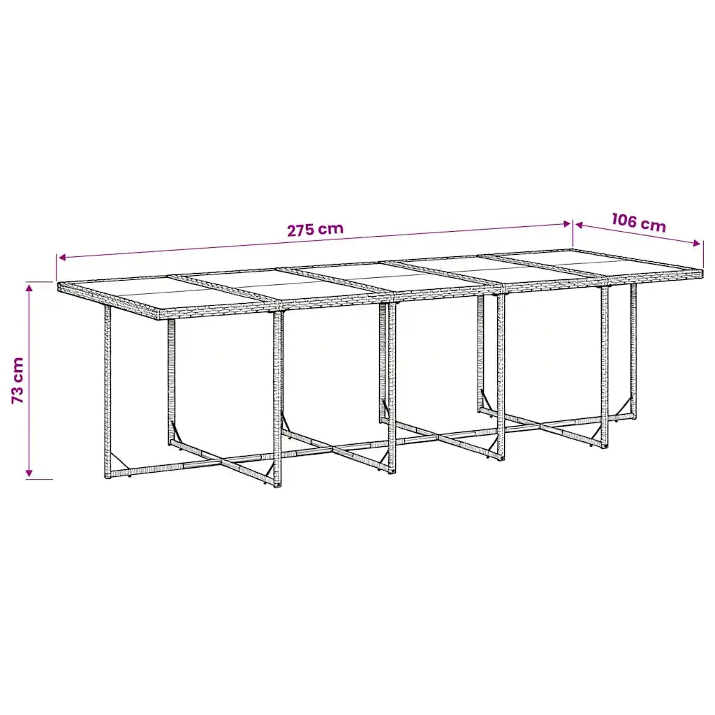 Set da Pranzo da Giardino 11 pz con Cuscini in Polyrattan Nero