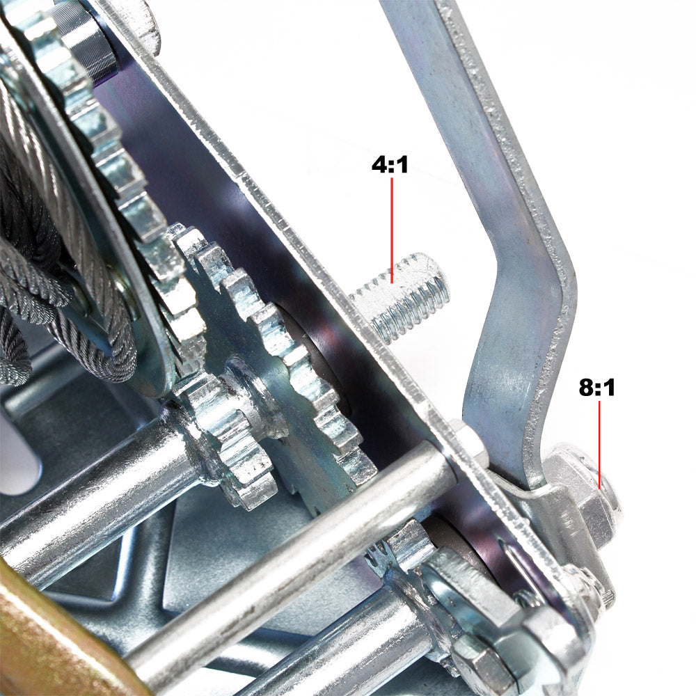 Verricello manuale 1.100kg 8m rapporto di trasmissione 4:1/8:1 argano a fune