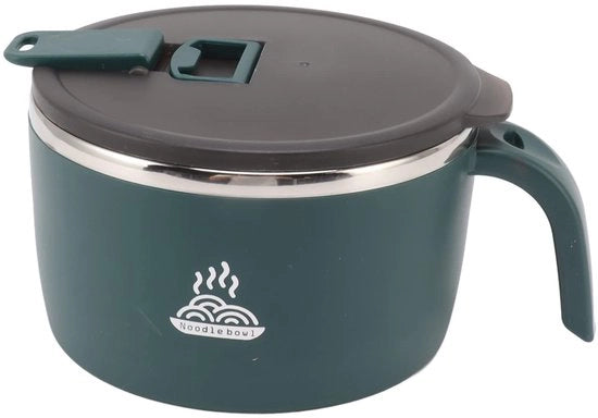 Ciotola da Zuppa 900 Ml - Ciotola in Acciaio Inossidabile - Ciotola per Noodle - Otrella per Smartphone - Coperchio - Utile per Picnic - Ciotola per Noodle